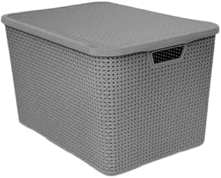 Caixa Organizadora 40 Litros com Tampa Empilhável – Cesto Plástico Multiuso, Resistente e Elegante(Cinza)