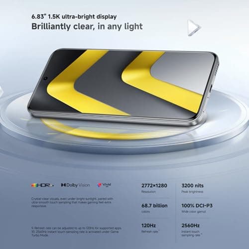 Smartphone Xiaomi Poco M8 Pro 256GB 8GB RAM prata com display ultra-brilhante.