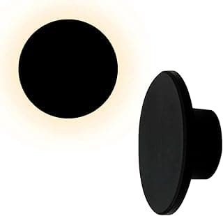 Arandela LED redonda de parede com luz acesa mostrando círculo brilhante