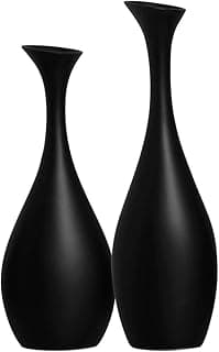 Dupla Vaso Decorativo Preto Fosco de Cerâmica Vanguard para Sala