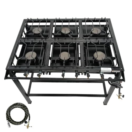 Fogão industrial 6 bocas ferro fundido base aço carbono alta pressão 68x95cm