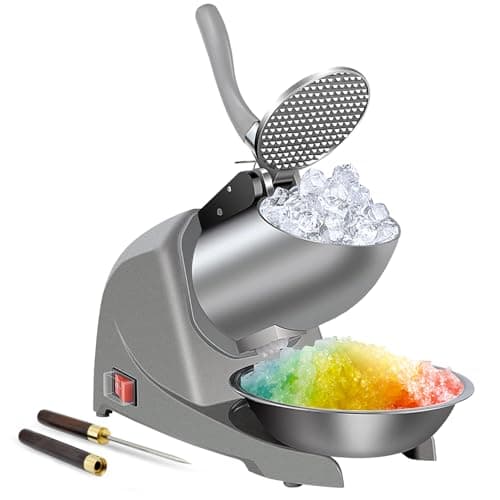 Máquina de gelo raspada elétrica de aço inoxidável Goldtouch, prata, com gelo raspado colorido