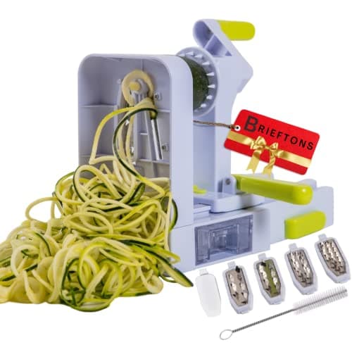 Máquina de cortar legumes em espiral Brieftons, cortador espiral dobrável com 5 lâminas