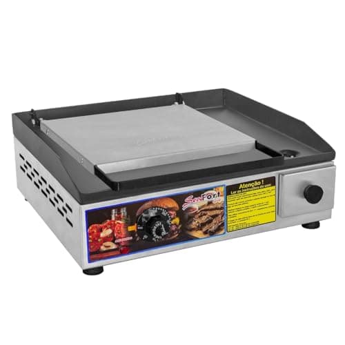 Chapa Elétrica Sevefort Grill em Inox Linha Prime com Abafador e Prensa Manual, 40x35cm, Termostato até 300°, 110V/220V, Sevefort Grill (220V)
