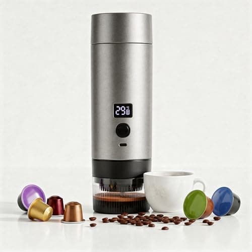 Máquina de Café Expresso Portátil Cápsula Cafeteira Elétrica Automática, Recarregável USB-C para Cápsulas Nespresso e Dolce Gusto e Café Coado Pó