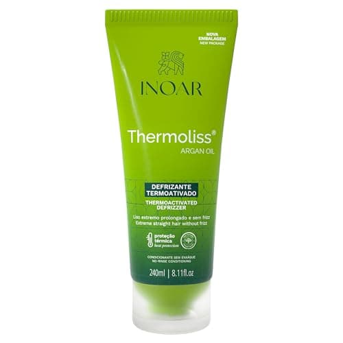 Inoar, Thermoliss, Bálsamo Defrizante Finalizador, Redução de Frizz e Efeito Liso Gradativo, Queratina Vegetal, Pró-Vitamina B5, Creatina e Óleo de Argan, Vegano – Para Cabelos Ondulados ou com Frizz, 240ml