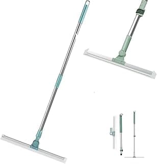 Vassoura e Rodo Mágico 2 em 1 de Silicone com Cabo Ajustável em Aço Inoxidável