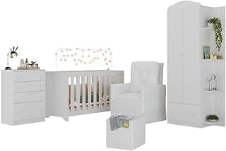 Quarto Infantil Completo com Poltrona de Amamentação e Puff Multimóveis Mp4086 Branco