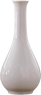 Vaso de cerâmica fosca branco com gargalo estreito e design moderno