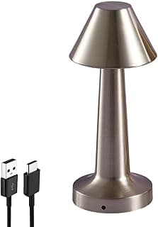 Luminária de mesa LED sem fio com acabamento prata e cabos USB