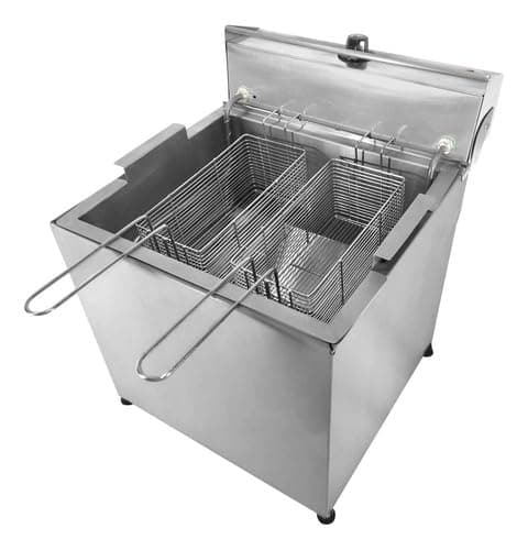 Fritadeira elétrica 20L aço inoxidável profissional com cestos removíveis