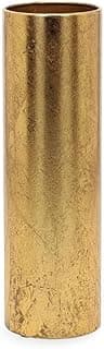 Cilindro dourado em metal com textura metálica, ângulo frontal.