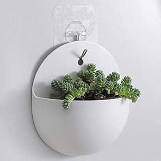 Vaso de parede branco com suculentas, estilo nórdico, suporte adesivo