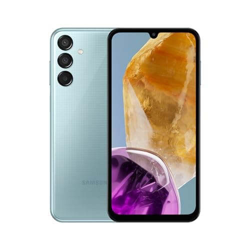 Samsung Galaxy M15 5G, câmera tripla, azul claro, 128GB, 6000mAh