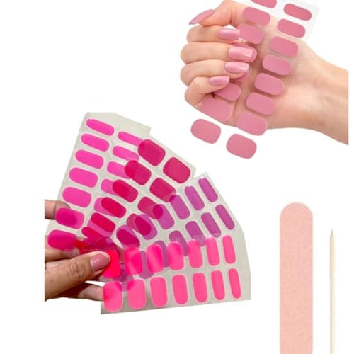 Unha em Gel Adesivo Pronta Semi Curada Esmalte Autocolante Fácil Aplicação Nail Design Tiktok (Cartela Tons de Rosa, Único)