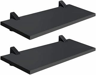 Kit de 2 prateleiras pretas 20x40 cm em MDF resistente com suportes de fixação
