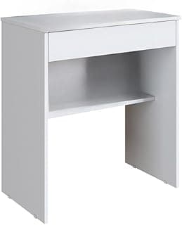Escrivaninha Home Office com Gaveta Mesa de Estudos Compacta para Quarto Escritório Madeira Moderna Pequena(Branco)