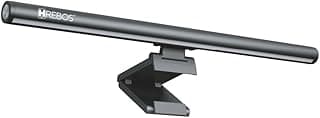Luminária de LED para monitor HREBOS com suporte articulado, preta, USB-A/Type-C