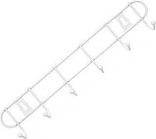 Suporte de parede branco com seis ganchos, ideal para cozinha, banheiro e lavanderia