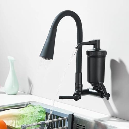 Torneira Preta Com Filtro Para Cozinha, Torneira Flexível De Parede Cozinha, Torneira Preta Gourmet Parede, Filtro