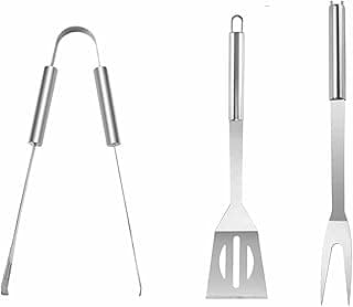 Conjunto de ferramentas para churrasqueira em aço inoxidável com alças longas