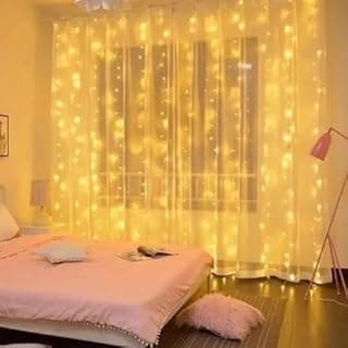 Cortina de luz LED 300 LEDs para quarto com luzes coloridas e quentes