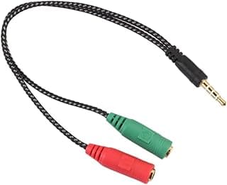 Cabo Adaptador de Áudio P3 Macho para 2 P2 Fêmea, Divisor Y, Preto