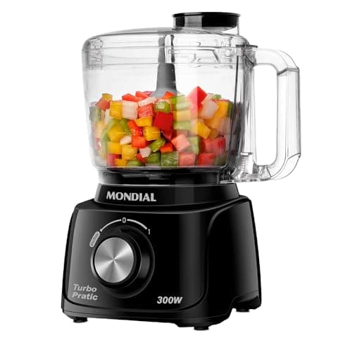 MONDIAL Mini Processador Turbo Pratic, preto, 300W, 110V com vegetais picados