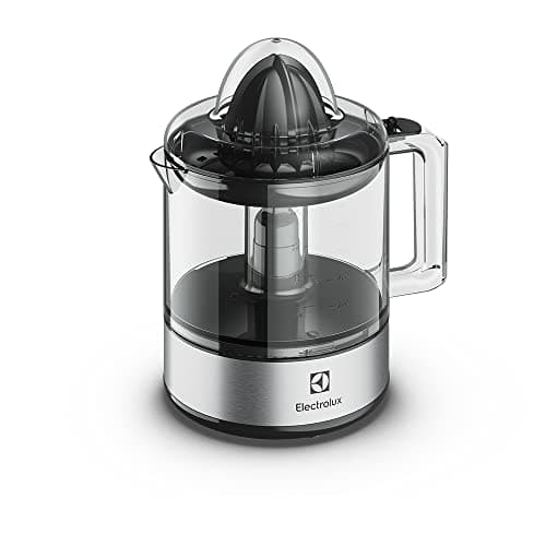 Espremedor de frutas Electrolux Efficient 800Ml (ECP10) 127V, corpo prateado com base preta, jarra transparente.