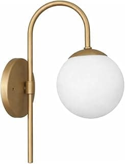 Luminária arandela parede dourado fosco globo vidro leitoso moderna minimalista