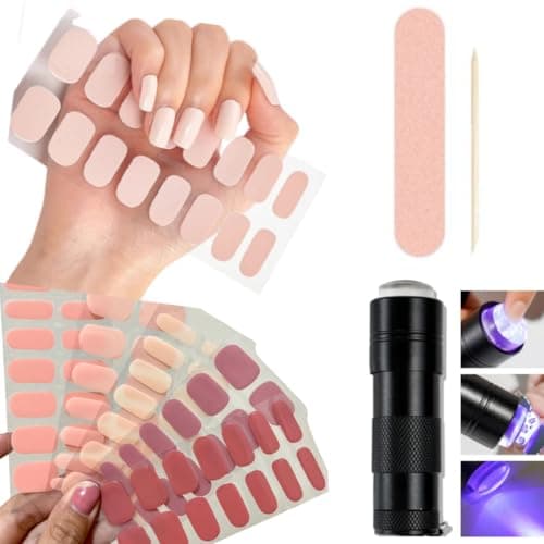 Unha em Gel Adesivo Pronta Semi Curada Esmalte Autocolante Fácil Aplicação Nail Design Tiktok (Cartela Tons de Nude, Único)