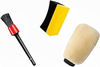 Kit Estética Automotiva Acessórios Karbox Aplicador Pneu Pretinho Pincel Externo Luva Lã Dois Lados