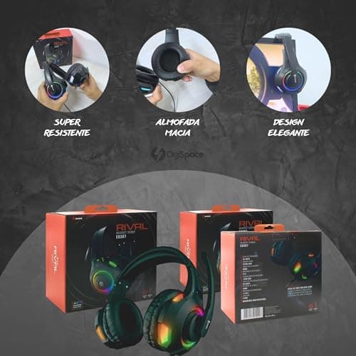 Fone De Ouvido Headset Gamer Luz Led RGB Compatível com Computador, Celular, Video Games