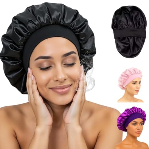 Touca de Cetim Dupla Face Feminina Masculina Seda para Dormir Anti frizz com Faixa Confortável