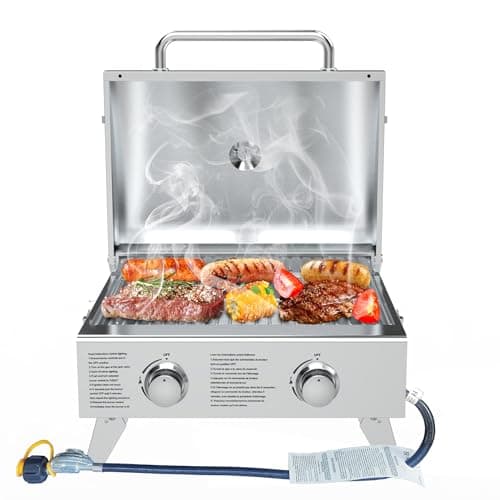 Churrasqueira a gás portátil BBQCuker com dois queimadores de 10.000 BTU e pernas dobráveis