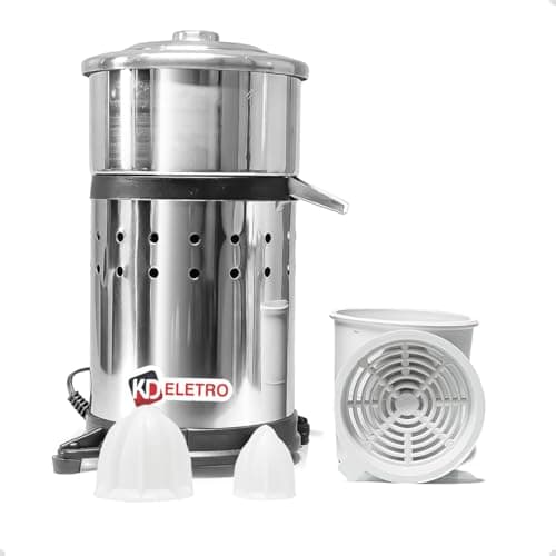Espremedor industrial bivolt em aço inoxidável com filtro e recipiente de suco
