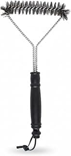 Escova de aço para grelha com cabo preto, 30x14 cm, para limpeza pesada