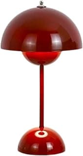 Luminária de mesa vermelha estilo retro com cúpula redonda, 30 cm, 3 intensidades, luz relaxante para leitura, escritório e cabeceira, para sala e quarto.