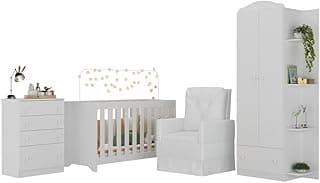 Quarto Completo com Colchão e Poltrona de Amamentação João e Maria Multimóveis Mp4098 Branco