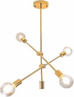 Pendente de metal dourado Bella Iluminação Ipanema com cinco luzes esféricas