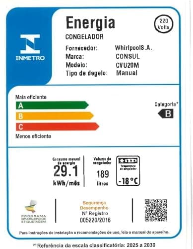 Freezer Vertical Consul 189 Litros CVU20 | O Espaço Extra Ideal - CVU20MB 220V