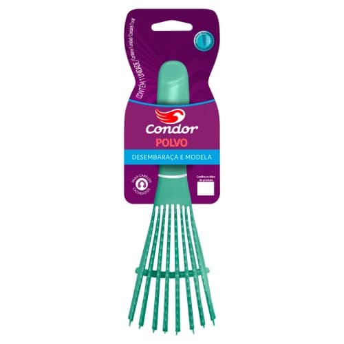Condor, Escova Polvo, Desembaraça e Modela, Versátil, Ideal para Cabelos Crespos e Cacheados