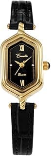 Relógio de pulso CARLIEN vintage dourado hexagonal analógico de quartzo, pulseira de couro marrom e preto