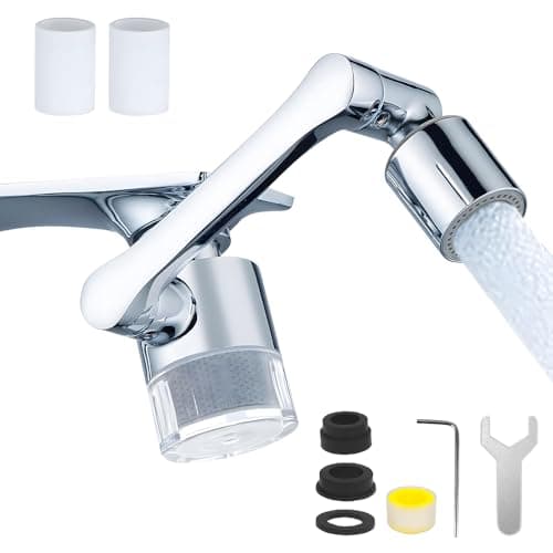 Zenkon Torneira com Filtro, Filtro de Torneira Água Rotativa 1080°, Extensor de Torneira com 2 Modos de Jato, Reduz Cloro e Impurezas, Compatível com Pia de Cozinha, Banheiro e Lavanderia