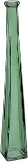 Vaso decorativo verde claro em vidro de 31x4x4cm, forma triangular, base arredondada, sem texto, fundo branco, perspectiva frontal.