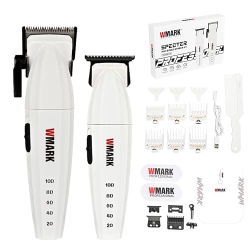 WMARK Conjunto de cortadores de cabelo profissionais para homens, cortadores e aparadores de barbeiro com indicador de capacidade de bateria LED com caixa de presente NG-8632KIT