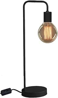 Luminária de mesa retrô industrial Joy, design clean, preto, bulbo Edison