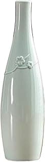 Vaso de cerâmica branco com decoração floral, elegante e sofisticado