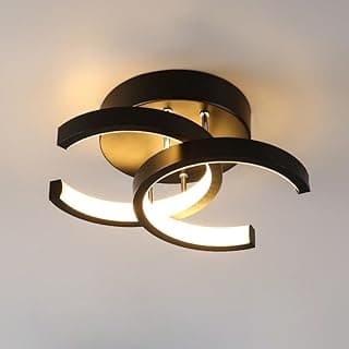 Luminaria de Teto Led, 3 Cores Plafon Luz de Led Sobrepor, Lustre Para Sala Branco Quente e Frio Banheiro Quarto Escritório (CC-preto)