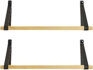 Kit 2 Prateleiras de Madeira 40 cm com Alças – Acompanha Parafusos, Buchas e Tampas – Suporte Decorativo